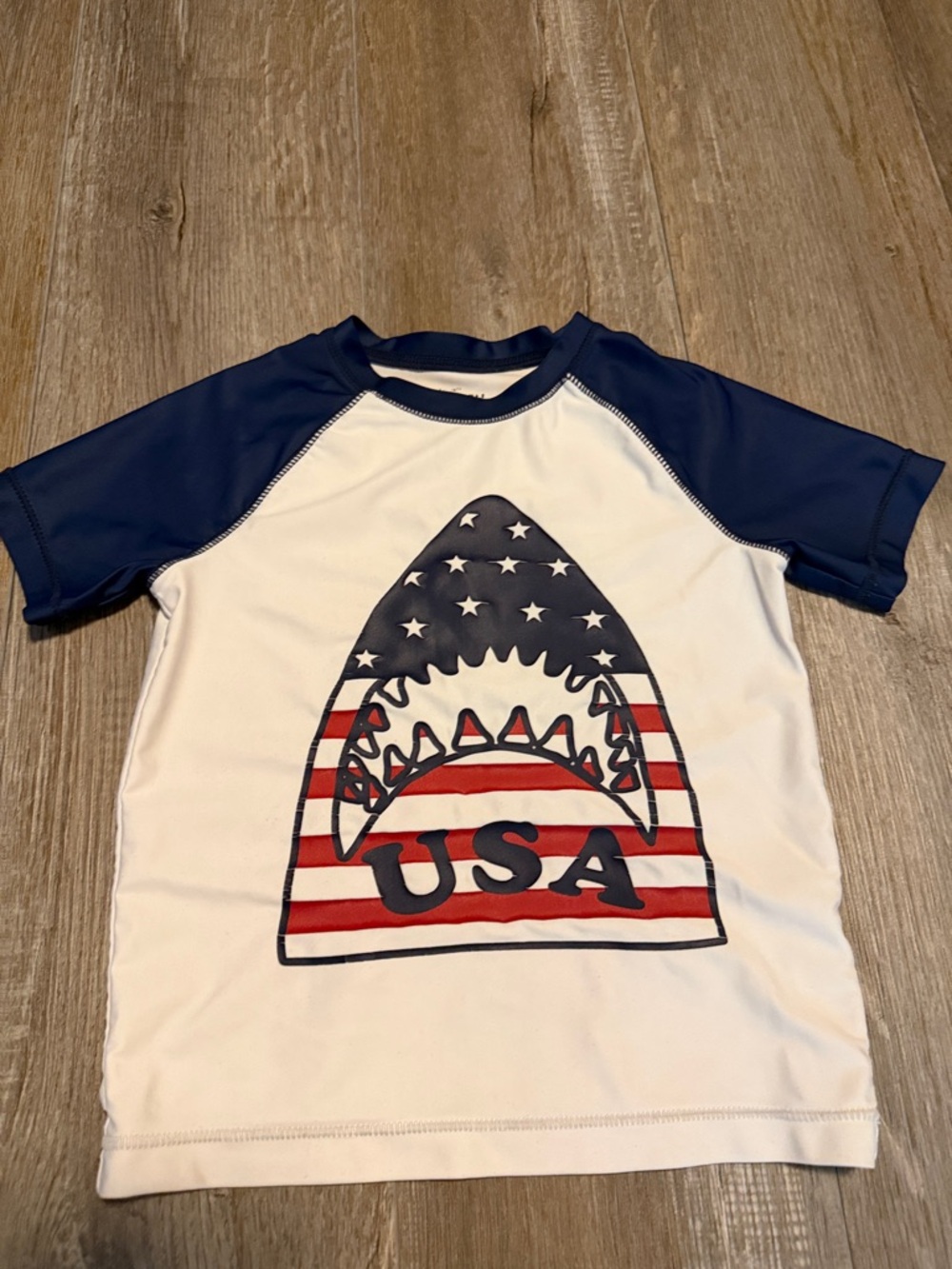 OshKosh B'gosh Navy, White & Red USA Shark Rashguard